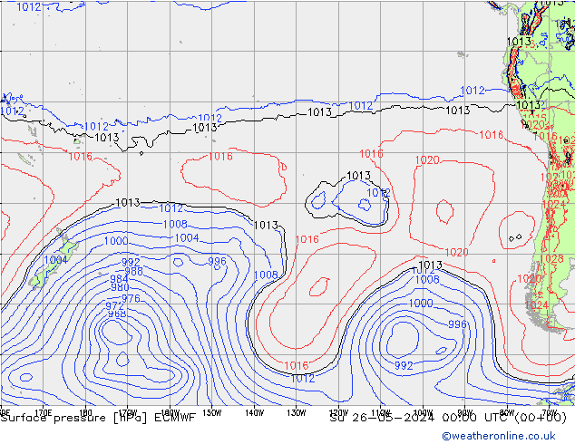 Yer basıncı ECMWF Paz 26.05.2024 00 UTC