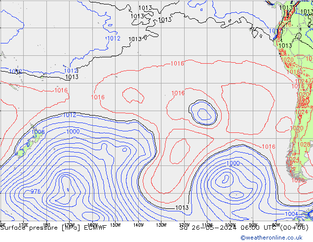 pressão do solo ECMWF Dom 26.05.2024 06 UTC