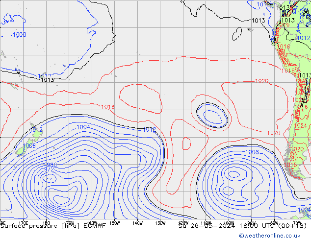 Yer basıncı ECMWF Paz 26.05.2024 18 UTC