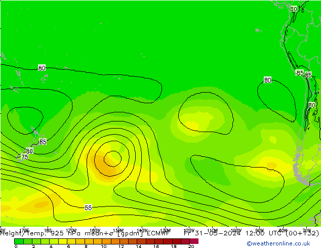 Height/Temp. 925 hPa ECMWF pt. 31.05.2024 12 UTC