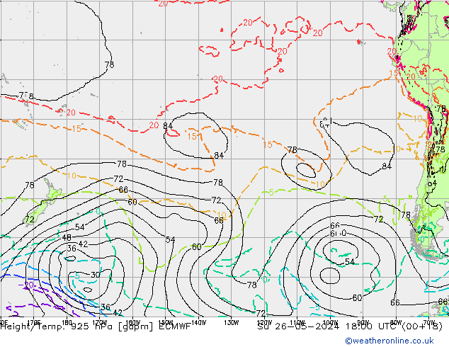 Height/Temp. 925 hPa ECMWF Su 26.05.2024 18 UTC