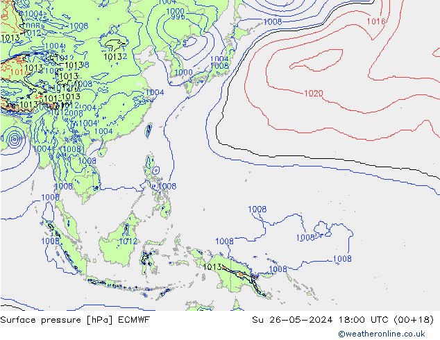 Yer basıncı ECMWF Paz 26.05.2024 18 UTC