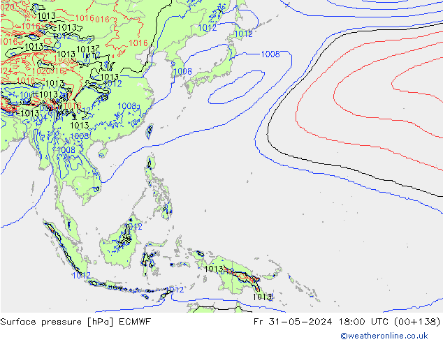 Surface pressure ECMWF Fr 31.05.2024 18 UTC