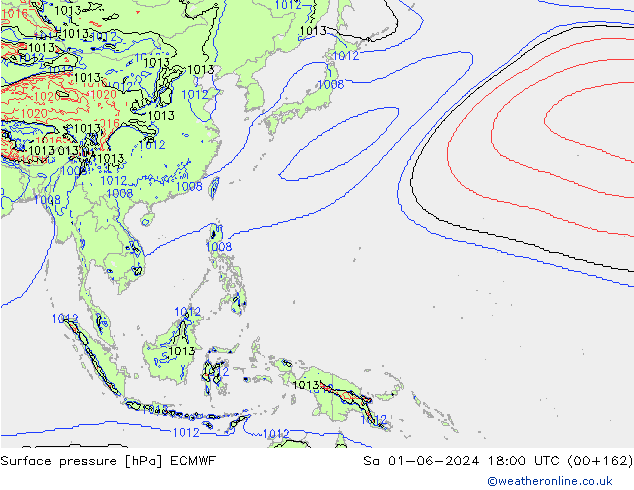 pressão do solo ECMWF Sáb 01.06.2024 18 UTC