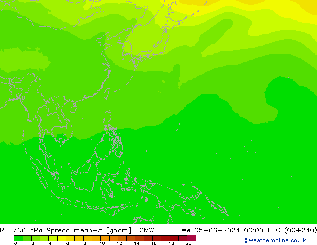 RH 700 hPa Spread ECMWF We 05.06.2024 00 UTC