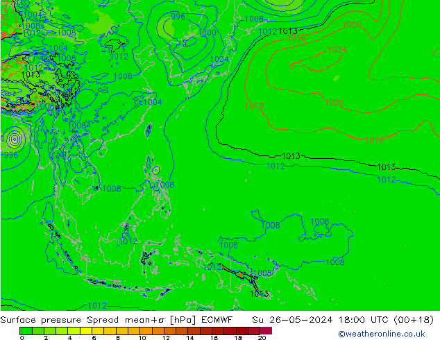 Surface pressure Spread ECMWF Su 26.05.2024 18 UTC