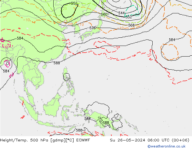 Height/Temp. 500 hPa ECMWF Dom 26.05.2024 06 UTC