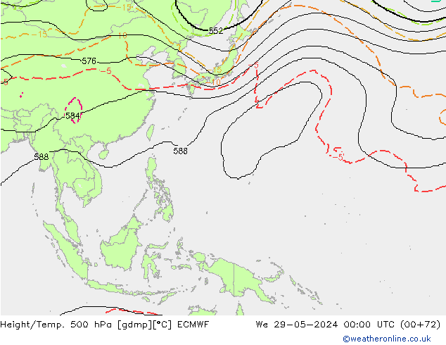 Height/Temp. 500 hPa ECMWF St 29.05.2024 00 UTC