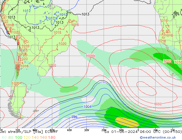 Corriente en chorro ECMWF sáb 01.06.2024 06 UTC