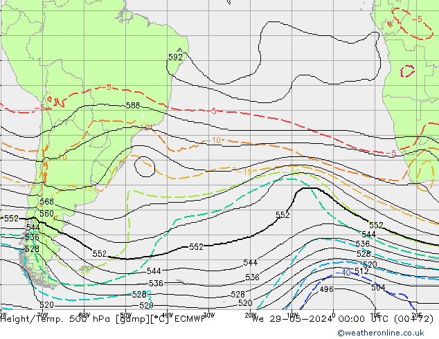 Géop./Temp. 500 hPa ECMWF mer 29.05.2024 00 UTC