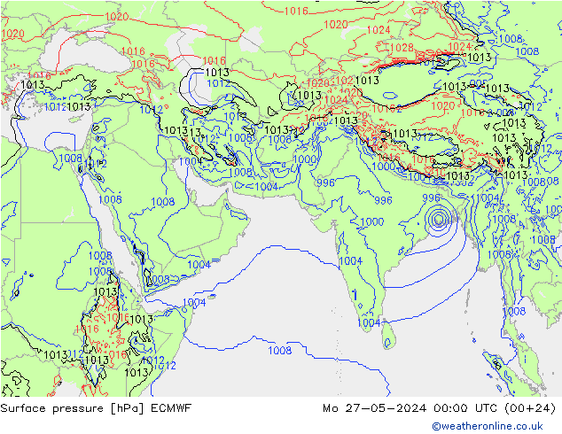 Surface pressure ECMWF Mo 27.05.2024 00 UTC