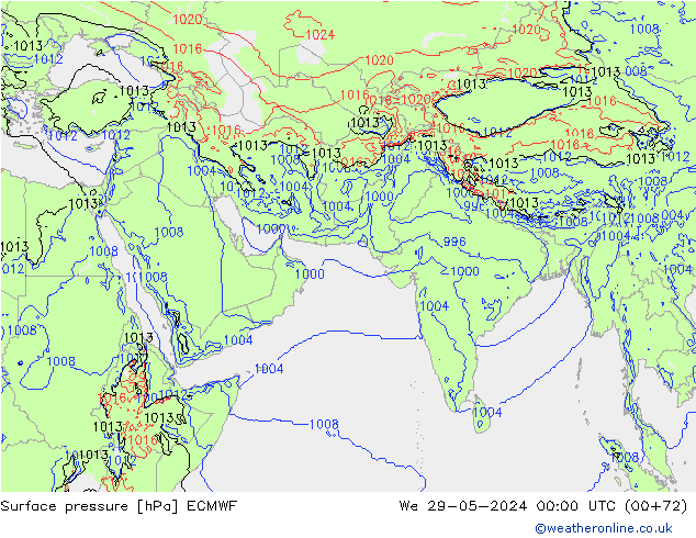 Atmosférický tlak ECMWF St 29.05.2024 00 UTC