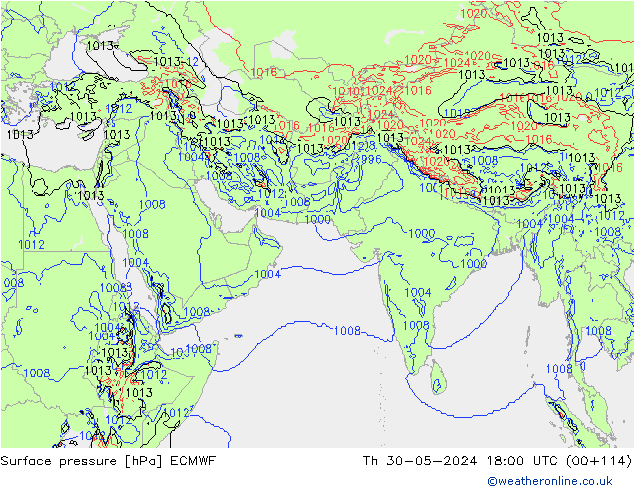 ciśnienie ECMWF czw. 30.05.2024 18 UTC