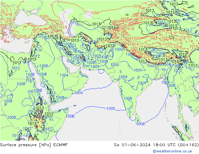 Surface pressure ECMWF Sa 01.06.2024 18 UTC