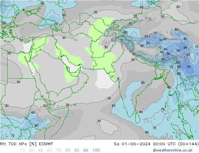 RH 700 hPa ECMWF Sa 01.06.2024 00 UTC