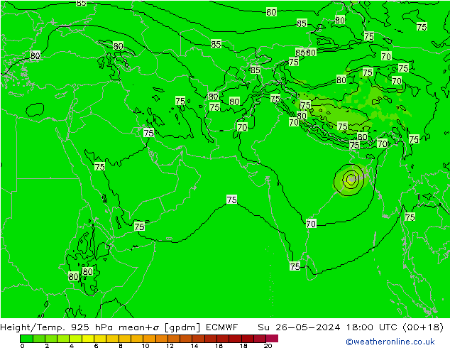 Geop./Temp. 925 hPa ECMWF dom 26.05.2024 18 UTC