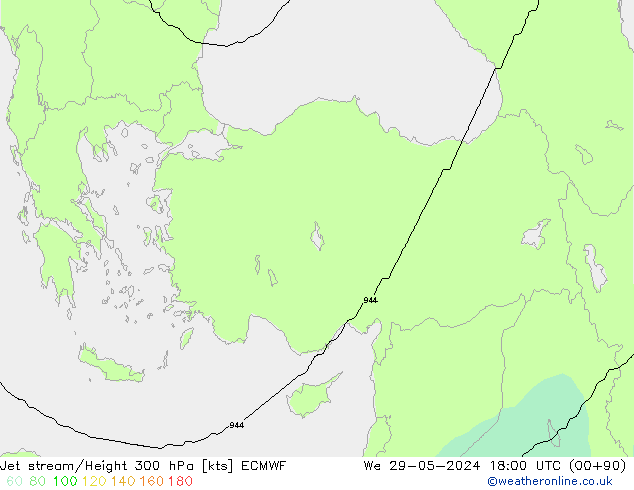 Jet stream/Height 300 hPa ECMWF We 29.05.2024 18 UTC