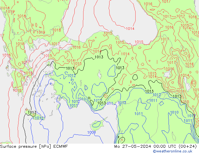 pressão do solo ECMWF Seg 27.05.2024 00 UTC