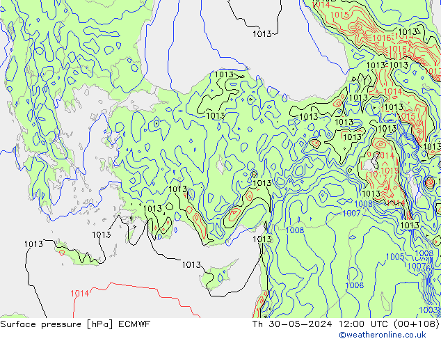 pressão do solo ECMWF Qui 30.05.2024 12 UTC