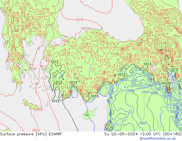 pression de l'air ECMWF dim 02.06.2024 12 UTC