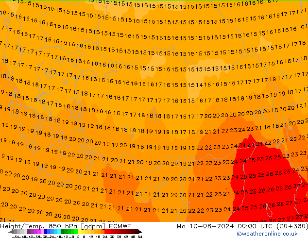 Hoogte/Temp. 850 hPa ECMWF ma 10.06.2024 00 UTC