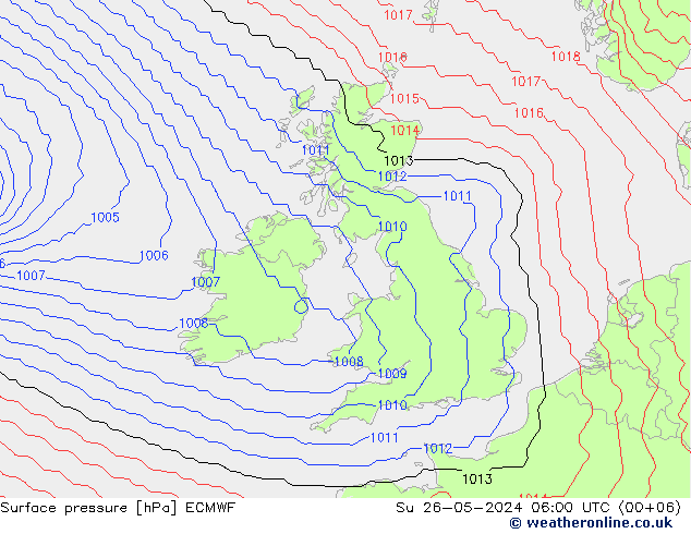 Yer basıncı ECMWF Paz 26.05.2024 06 UTC