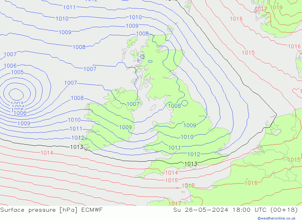 Surface pressure ECMWF Su 26.05.2024 18 UTC