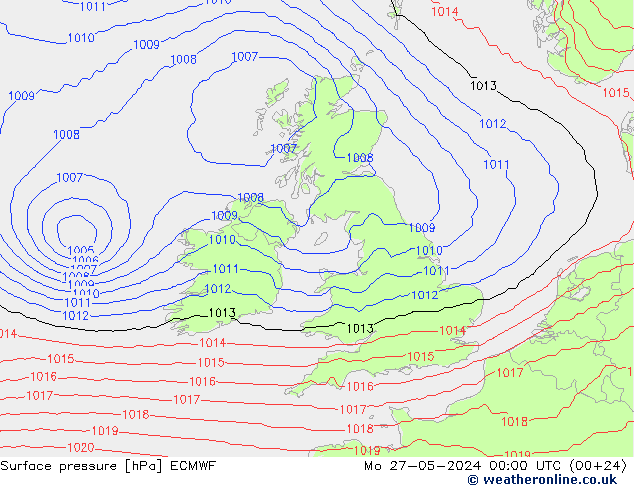 Yer basıncı ECMWF Pzt 27.05.2024 00 UTC