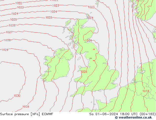 Pressione al suolo ECMWF sab 01.06.2024 18 UTC