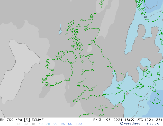 RH 700 hPa ECMWF ven 31.05.2024 18 UTC