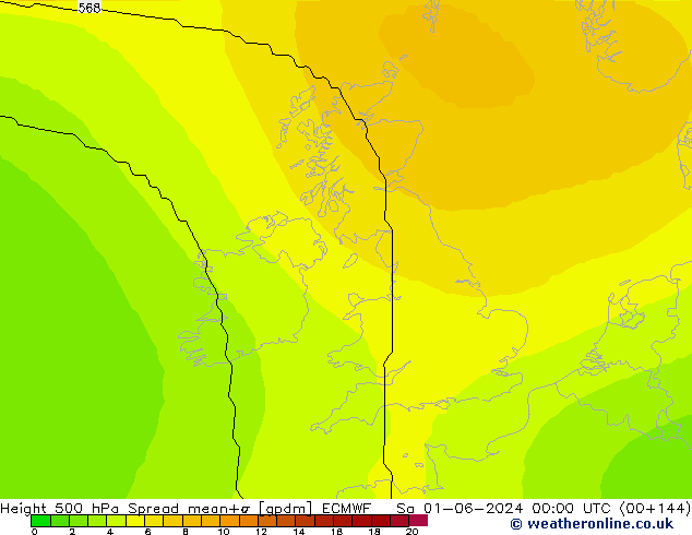 Géop. 500 hPa Spread ECMWF sam 01.06.2024 00 UTC