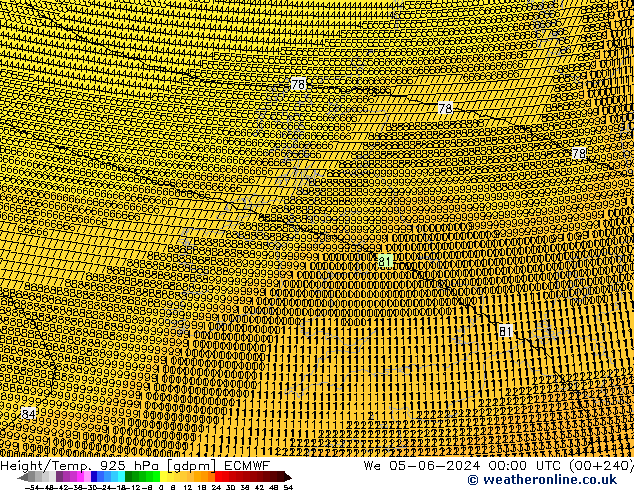 Height/Temp. 925 hPa ECMWF śro. 05.06.2024 00 UTC