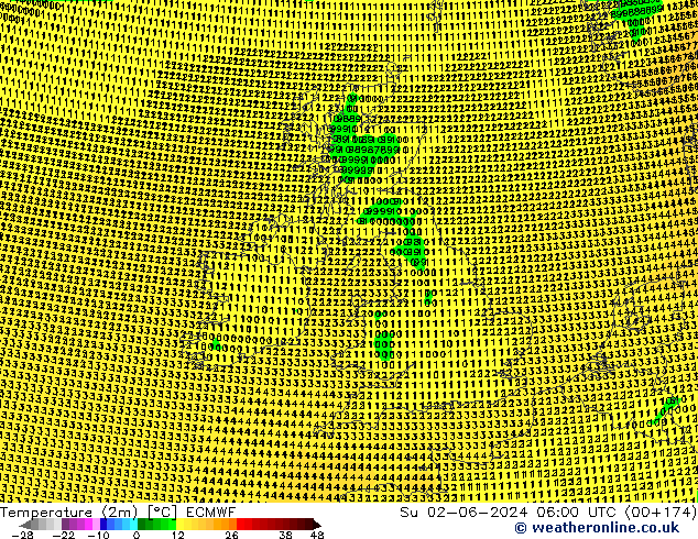 température (2m) ECMWF dim 02.06.2024 06 UTC