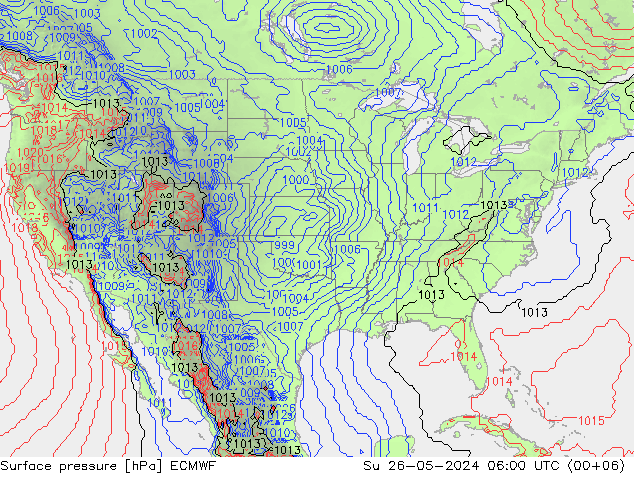 pressão do solo ECMWF Dom 26.05.2024 06 UTC