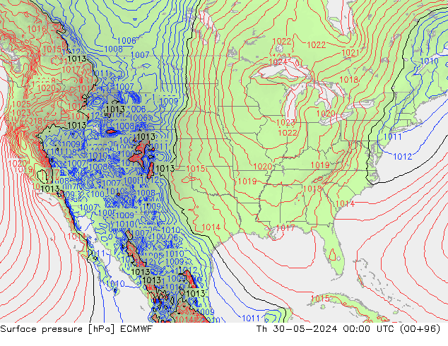 приземное давление ECMWF чт 30.05.2024 00 UTC