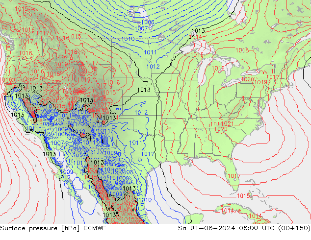 pressão do solo ECMWF Sáb 01.06.2024 06 UTC