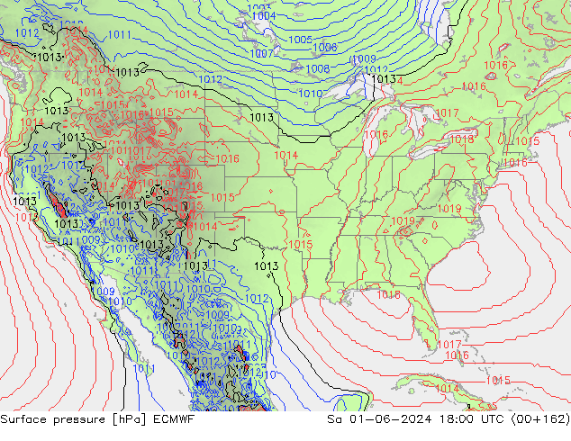 Surface pressure ECMWF Sa 01.06.2024 18 UTC