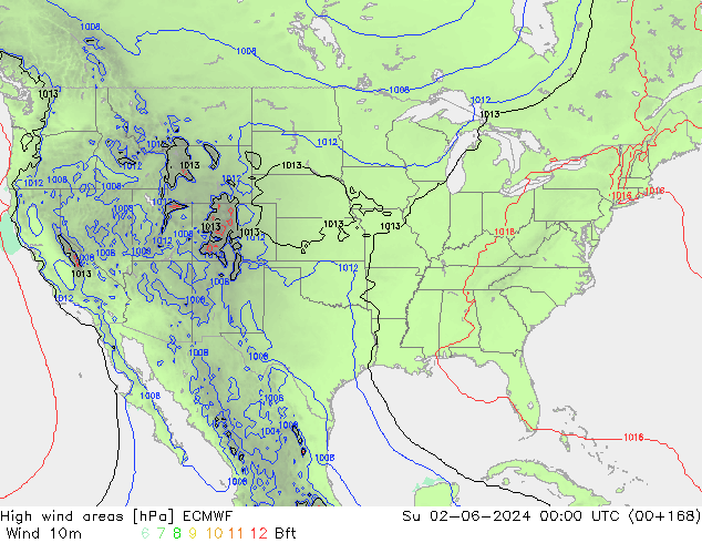 High wind areas ECMWF  02.06.2024 00 UTC