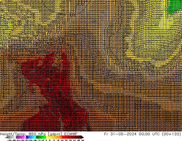 Height/Temp. 850 hPa ECMWF Sex 31.05.2024 00 UTC