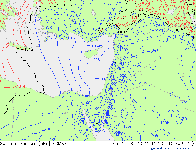 Surface pressure ECMWF Mo 27.05.2024 12 UTC