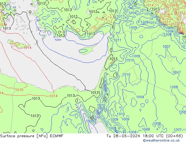 Presión superficial ECMWF mar 28.05.2024 18 UTC