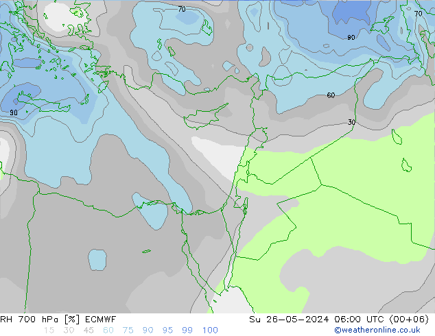 RH 700 hPa ECMWF So 26.05.2024 06 UTC