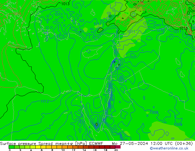 Yer basıncı Spread ECMWF Pzt 27.05.2024 12 UTC