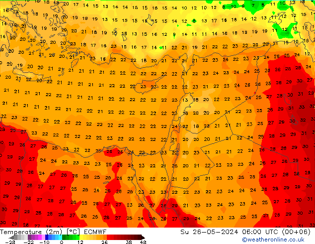 Temperature (2m) ECMWF Ne 26.05.2024 06 UTC