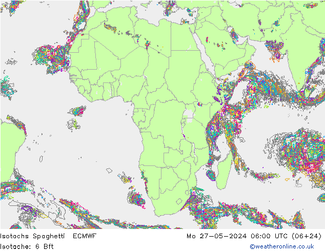 Isotachen Spaghetti ECMWF Mo 27.05.2024 06 UTC