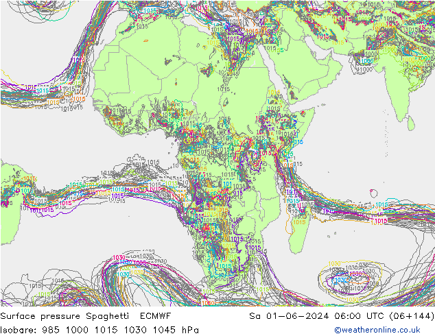 Atmosférický tlak Spaghetti ECMWF So 01.06.2024 06 UTC