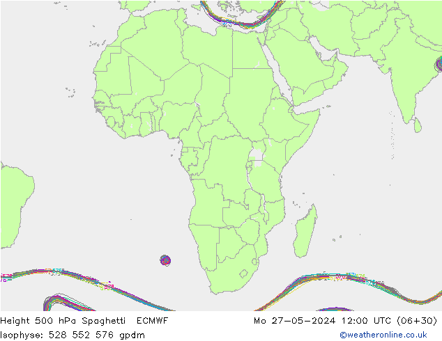 Hoogte 500 hPa Spaghetti ECMWF ma 27.05.2024 12 UTC