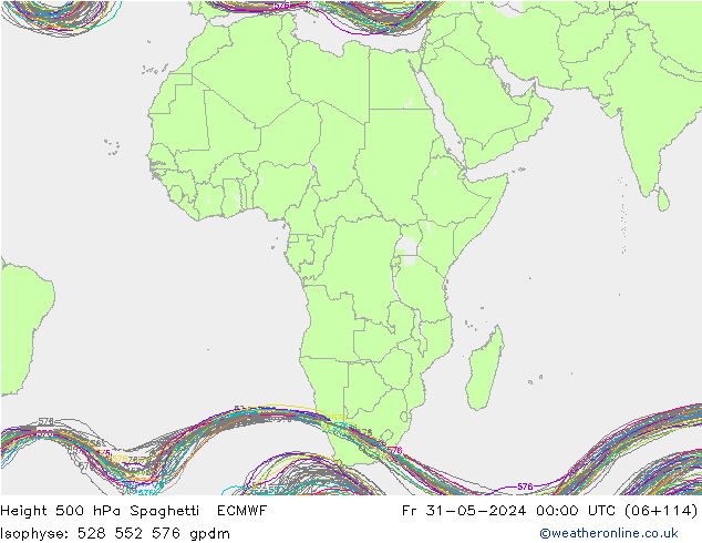 500 hPa Yüksekliği Spaghetti ECMWF Cu 31.05.2024 00 UTC