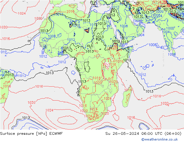 pression de l'air ECMWF dim 26.05.2024 06 UTC