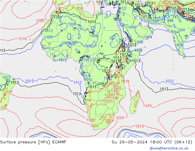 приземное давление ECMWF Вс 26.05.2024 18 UTC